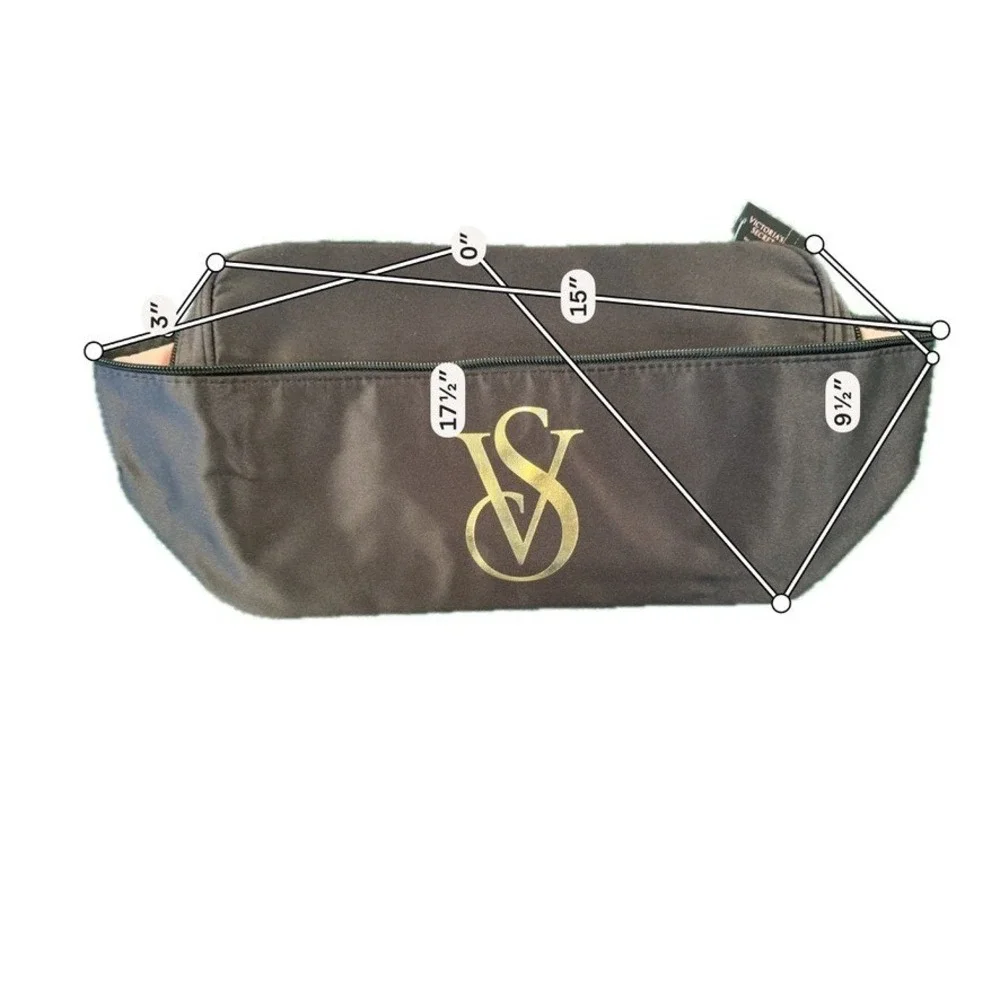 Victoria's Secret Makeup Bag Women OS Black NEW Travel Case Gold Logo 26475530